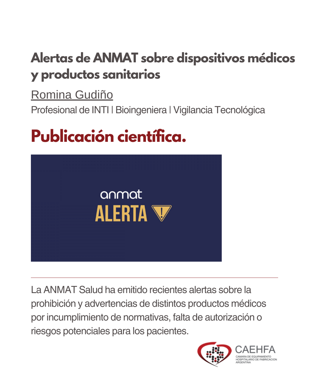 Alertas de ANMAT sobre dispositivos médicos y productos sanitarios.